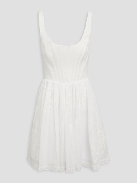 Zimmermann Crocheted lace-trimmed ramie mini dress