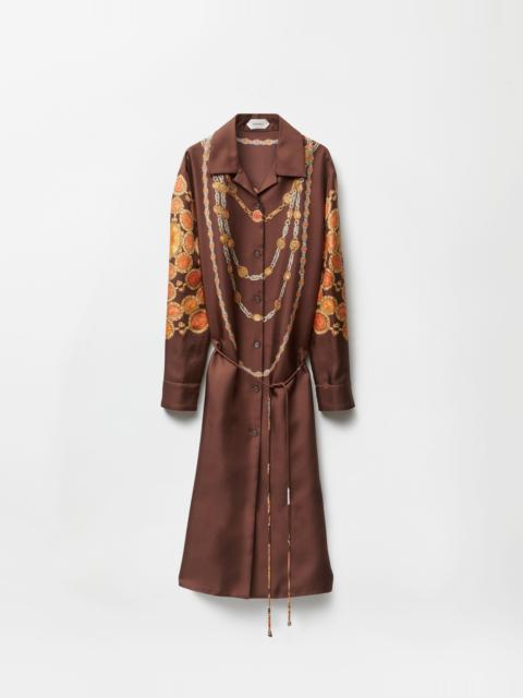 VERSACE Printed Silk Twill Mini Shirt Dress