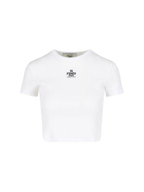 FENDI LOGO CROP T-SHIRT