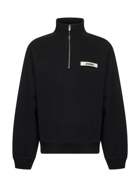 Jacquemus Men Black The Gros Grain Zipped-Rollneck Sweatshirt<Br/>