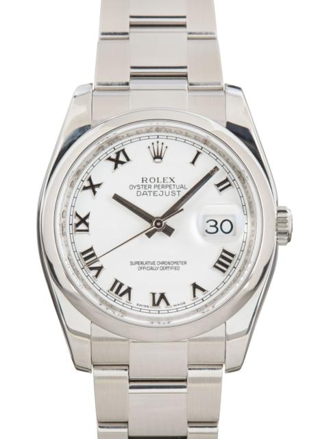 ROLEX Pre-owned Rolex Datejust 36 Ref 116200 White Roman Dial