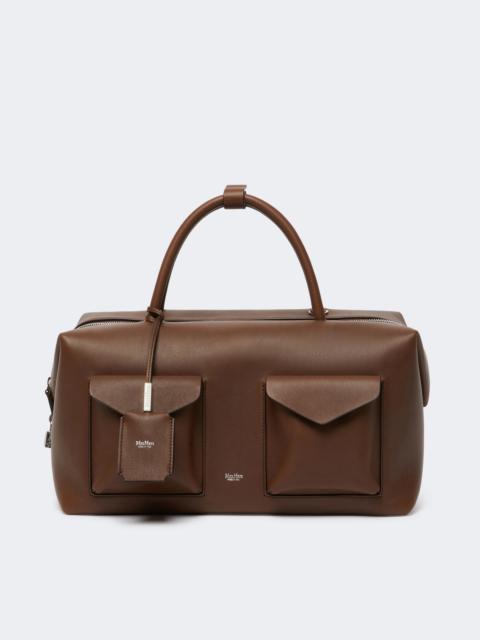 Max Mara Large leather Boston bag with pockets - BROWN