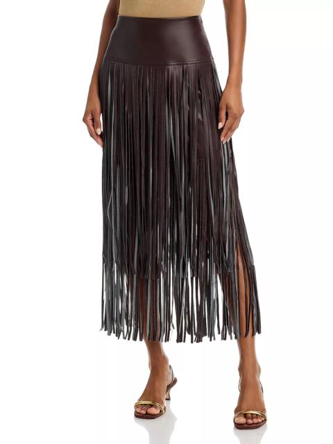 L'AGENCE Karolina Faux Leather Fringe Skirt