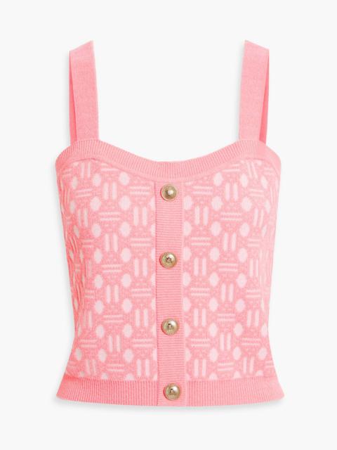 maje Cropped jacquard-knit top