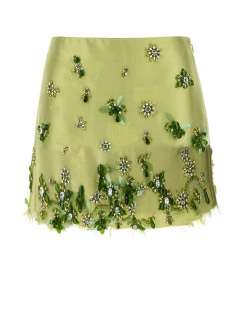 Prada Prada Women Light Green Silk Blend Mini Skirt