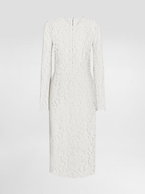Dolce & Gabbana Long-sleeved branded stretch lace dress