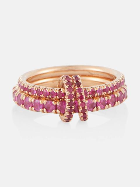 Spinelli Kilcollin Delphinus Rouge Petite Deux 18kt gold ring with sapphires and rubies