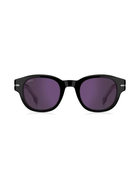 BOSS BOSS 48mm Gradient Small Rectangular Sunglasses in Black/Violet Sp Ar at Nordstrom