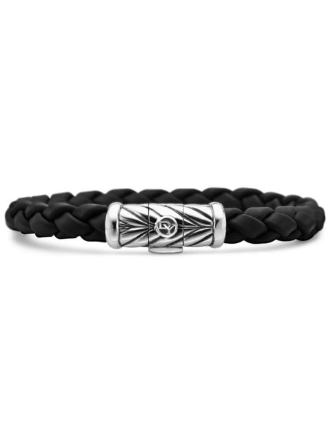 DAVID YURMAN Men's Chevron Bracelet in Black Rubber and Sterling Silver, 8mm
