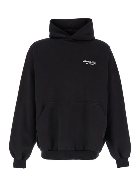 BALENCIAGA Balenciaga Women 'Beverly Hills' Oversized Black Hoodie With Logo Print In Cotton Woman