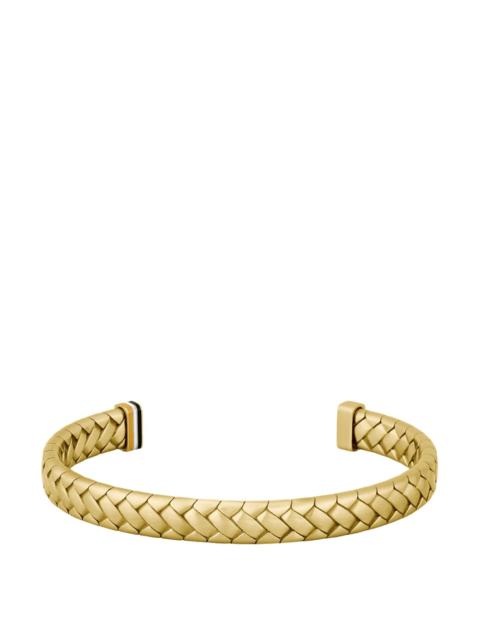 BOSS GOLD-TONE CUFF WITH HERRINGBONE PATTERN