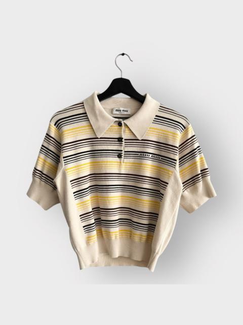STEAL! SS23 Miu Miu Stripe Logo Polo Shirt (M)