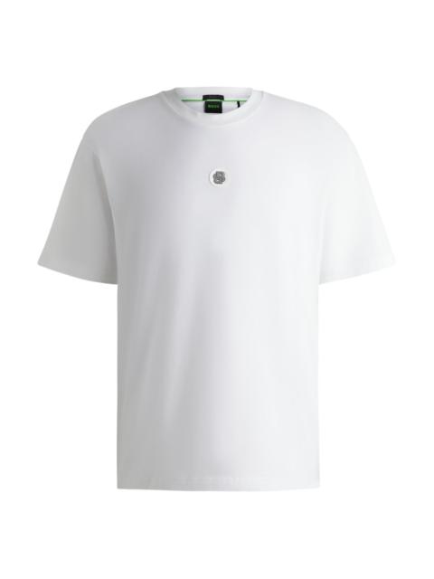 BOSS STRETCH-COTTON T-SHIRT WITH DOUBLE B MONOGRAM