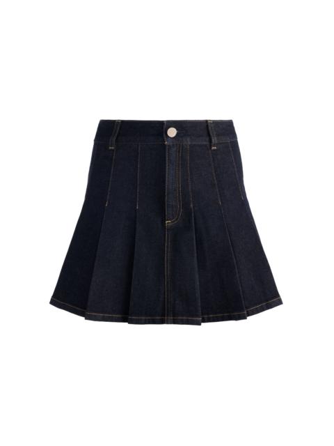 Alice + Olivia SUZIE DENIM PLEATED MINI SKIRT