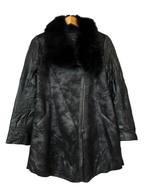 Arte Inter Gothic Punk Black Fur Leather Trench Coat Jacket