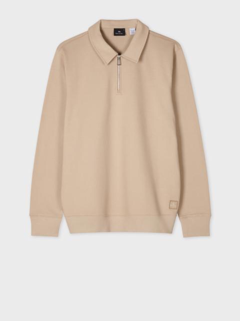 Paul Smith Oatmeal Organic Cotton Zip-Neck Sweatshirt