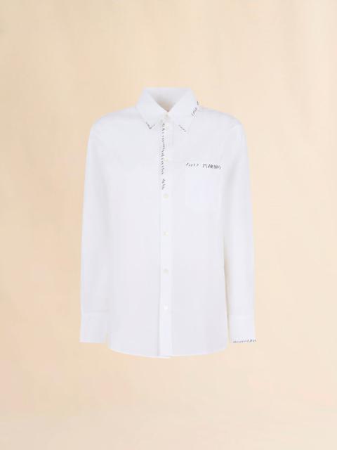 Marni WHITE ORGANIC POPLIN SHIRT WITH MARNI MENDING