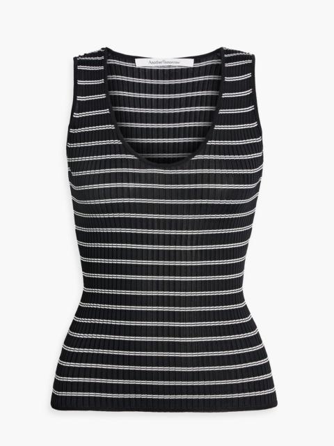 Another Tomorrow Striped ribbed-knit tank