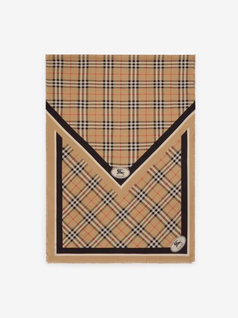 Burberry Check Knight Stamp Silk Scarf