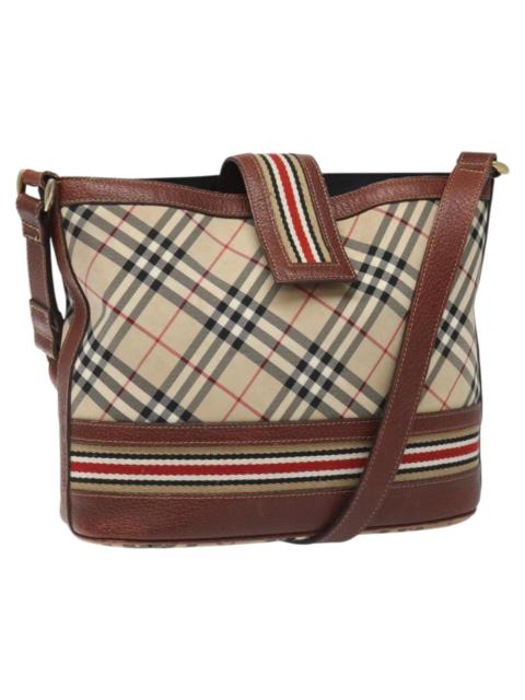Burberry Burberry Nova Check Blue Label Shoulder Bag Nylon Leather Beige