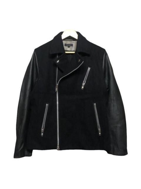Schott Rare🔥Nano Universe Black Leathe Bikers Jacket Double Collar