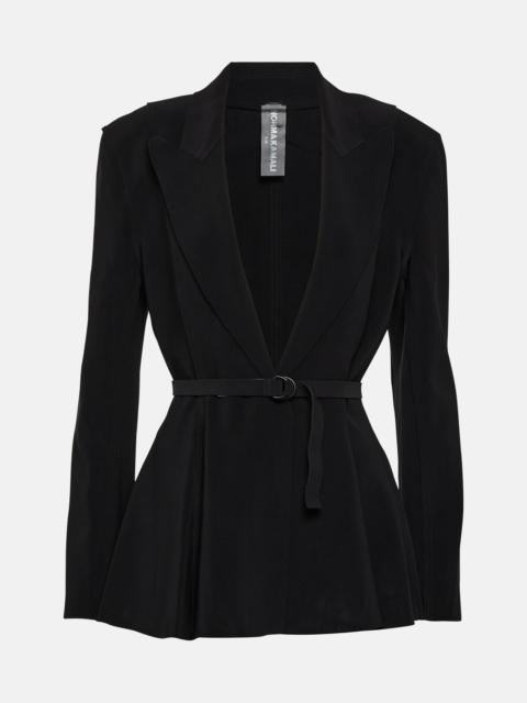 NORMA KAMALI Belted peplum-hem jersey blazer