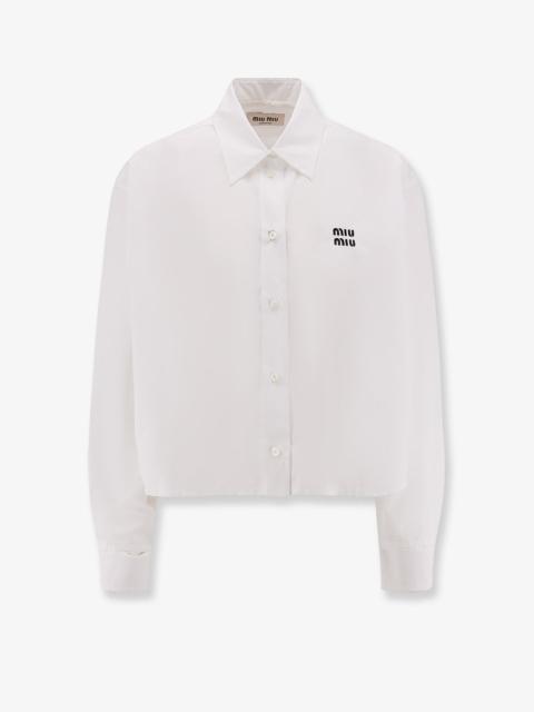 Miu Miu Miu Miu Cotton Shirt With Miu Miu Embroidery