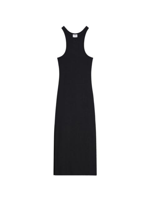 BLACK KNIT DRESS WITH EMBROIDERED LOGO