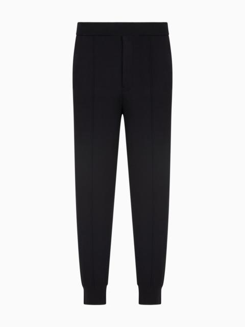 EMPORIO ARMANI PLAIN-KNIT JOGGERS WITH FRONT RIBS