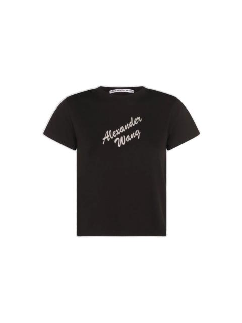 Alexander Wang SHRUNKEN TEE W/HOTFIX LOGO (BLACK)