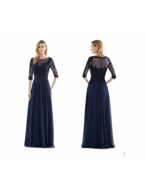 Other Designers Marsoni by Colors M157 Lace & Chiffon Gown Evening Maxi Dress Navy SZ 10 NWT