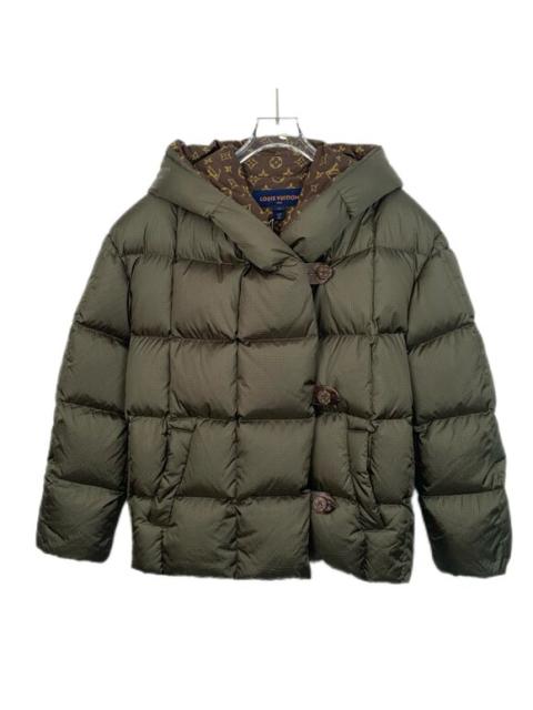 Louis Vuitton Louis Vuitton Green Lined Monogram Print Hooded Down Jacket