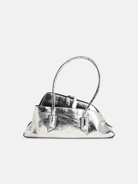 THE ATTICO 'TOP HANDLE LA PASSEGGIATA SMALL' SILVER LEATHER BAG