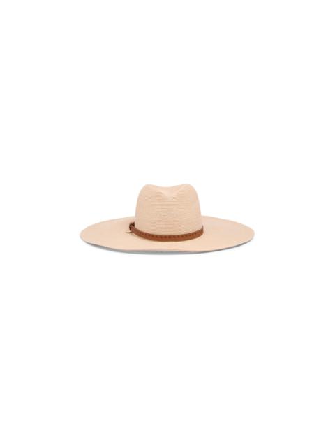 Santoni Women's beige raffia boater hat