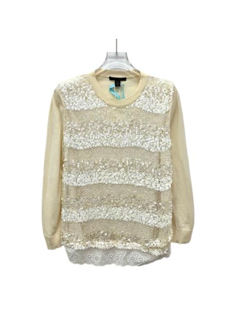 Louis Vuitton Louis Vuitton Beige Apricot Sequined Crew Neck Long Sleeve Knit Sweater