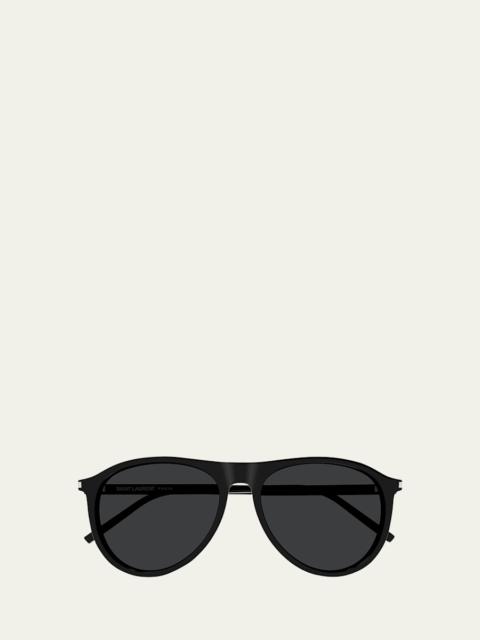 SAINT LAURENT Men's Sl 667 Acetate Oval Sunglasses