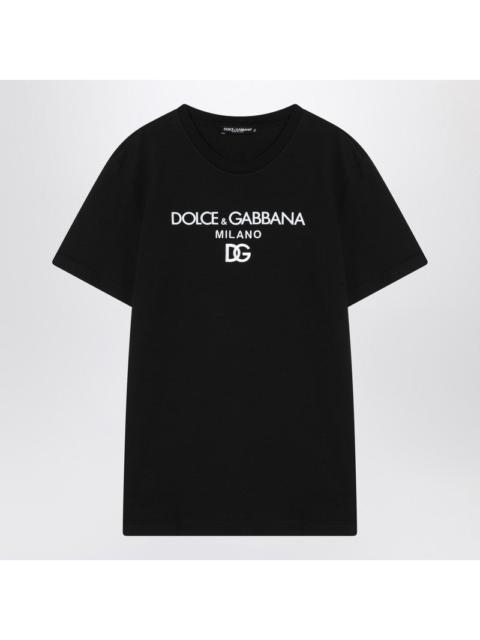 Dolce & Gabbana Dolce&Gabbana Black cotton T-shirt with DG embroidery