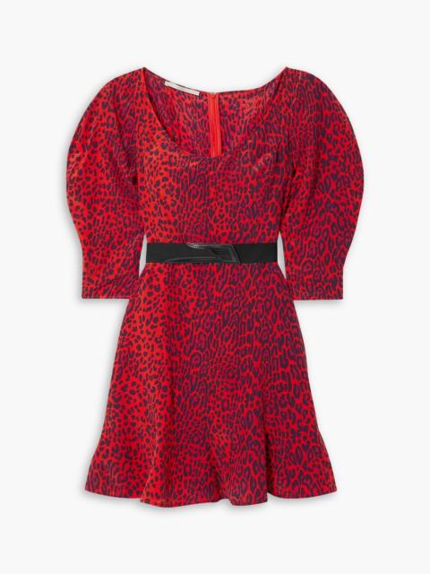 Stella McCartney Belted leopard-print silk crepe de chine mini dress