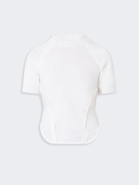 Sportmax Short-sleeve stretch cotton top - white