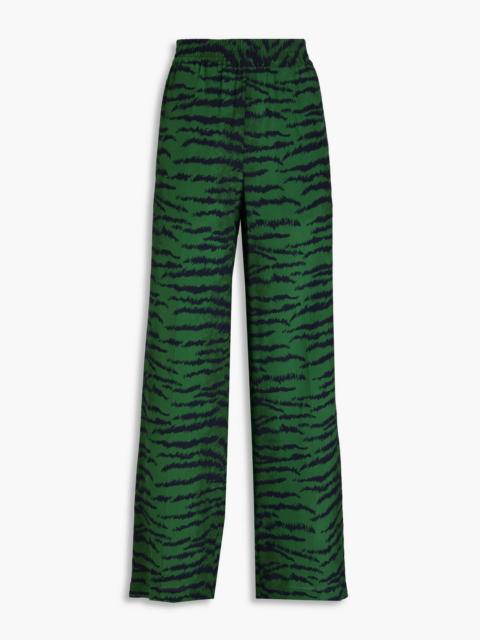 Victoria Beckham Tiger-print silk crepe de chine wide-leg pants