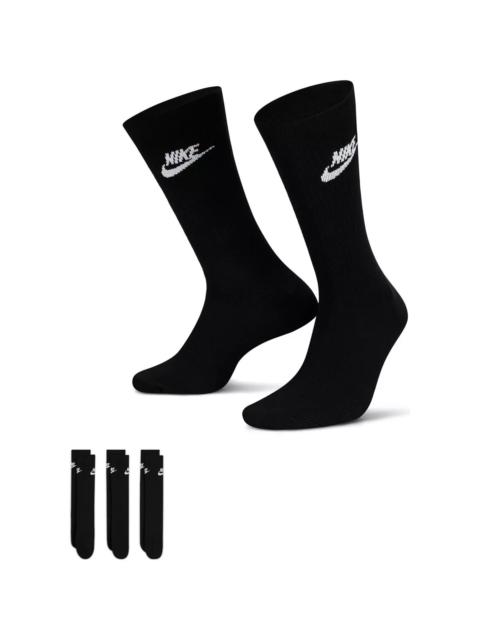 Nike Sportswear Everyday Essential Crew Socks (3 Pairs)-Black/White