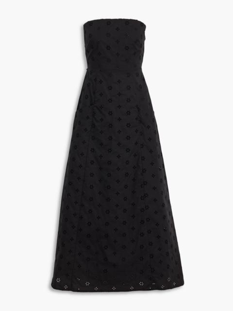 MATTEAU Strapless cutout broderie anglaise cotton midi dress