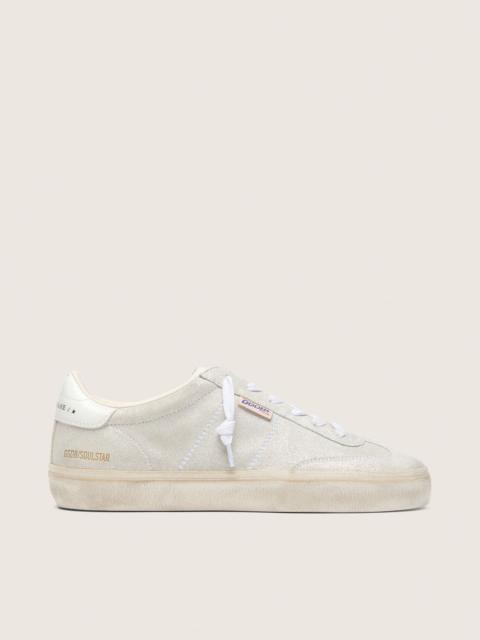 Golden Goose Women’s Soul Star in beige suede with white leather heel tab