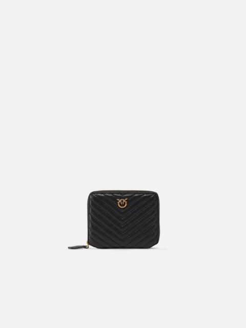 PINKO SQUARE ZIP-AROUND WALLET IN CHEVRON-PATTERNED NAPPA LEATHER