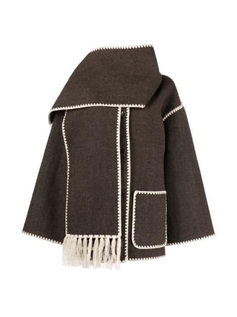 Embroidered scarf wool jacket