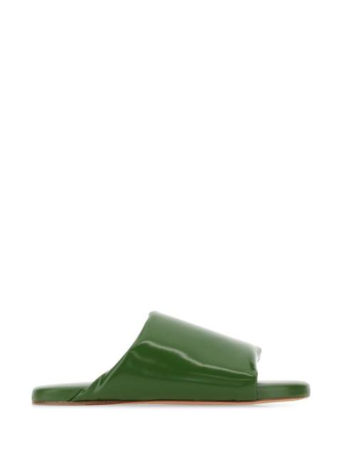 BOTTEGA VENETA Green Leather Slippers