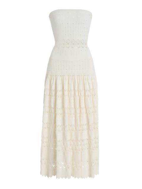 ALEXIS Payge Eyelet Knit Midi Dress white