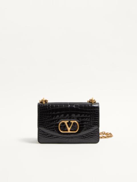 Valentino VALENTINO GARAVANI VAIN SMALL SHOULDER BAG IN CROCODILE LEATHER