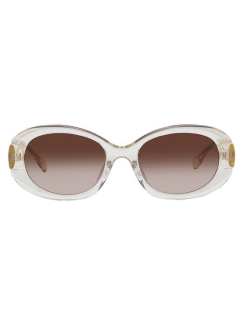 TORY BURCH Tory Burch Brown Gradient Oval Ladies Sunglasses TY7214U 195213 53