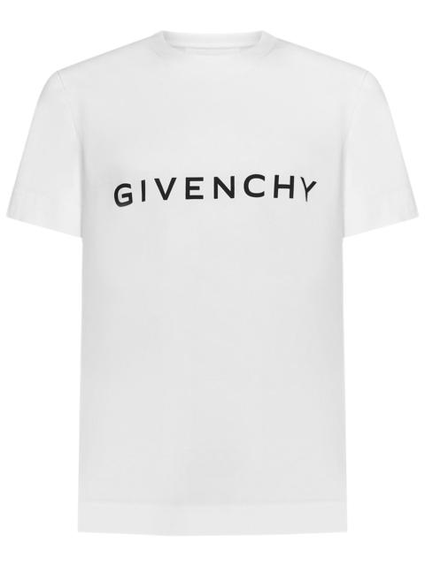 Givenchy White cotton jersey slim-fit T-shirt with Givenchy Archetype print at front.